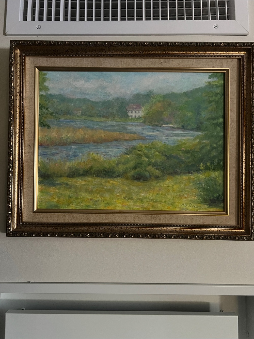 Original Landscape Painting in Green and Blue by Margaret Bourque